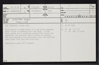 Clachan Burn, NC75NW 26, Ordnance Survey index card, page number 1, Recto