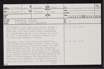 Skelpick Lodge, NC75NW 30, Ordnance Survey index card, page number 1, Recto