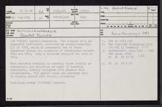 Achcoillenaborgie, NC75NW 35, Ordnance Survey index card, page number 1, Recto