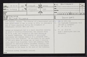 Dalmor, NC75NW 39, Ordnance Survey index card, page number 1, Recto