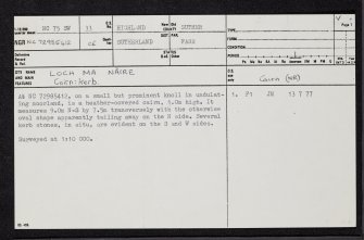 Loch Ma Naire, NC75SW 33, Ordnance Survey index card, page number 1, Recto