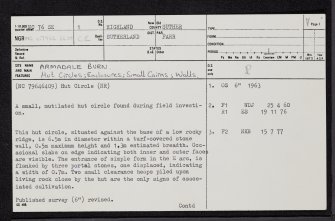 Armadale Burn, NC76SE 1, Ordnance Survey index card, page number 1, Recto