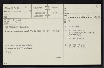 Fiscary, NC76SW 4, Ordnance Survey index card, page number 1, Recto