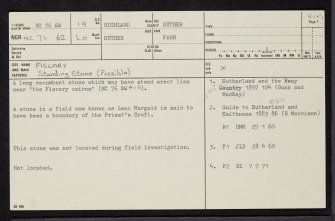 Fiscary, NC76SW 19, Ordnance Survey index card, page number 1, Recto