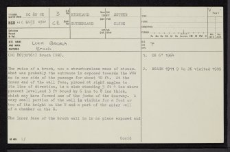 Loch Brora, NC80NE 3, Ordnance Survey index card, page number 1, Recto