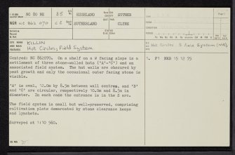 Killin, NC80NE 35, Ordnance Survey index card, page number 1, Recto