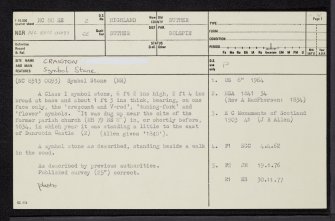 Craigton, NC80SE 2, Ordnance Survey index card, page number 1, Recto