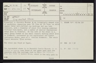 Uppat, NC80SE 16, Ordnance Survey index card, page number 1, Recto