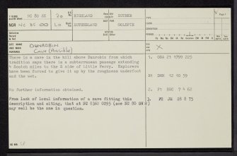 Dunrobin, NC80SE 20, Ordnance Survey index card, page number 1, Recto