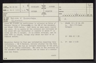 Beinn A' Bhragaidh, NC80SW 7, Ordnance Survey index card, page number 1, Recto