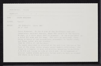 Cairn Greeanan, NC81SW 1, Ordnance Survey index card, Recto