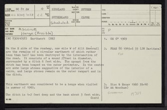 Ascoile, NC81SW 4, Ordnance Survey index card, page number 1, Recto