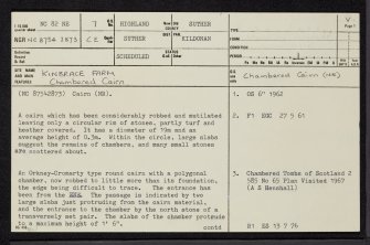 Kinbrace Farm, NC82NE 7, Ordnance Survey index card, page number 1, Recto