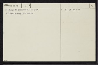 Kinbrace Farm, NC82NE 7, Ordnance Survey index card, page number 2, Verso