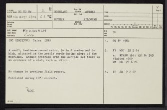 Feranach, NC82NW 2, Ordnance Survey index card, page number 1, Recto