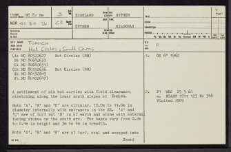 Tomich, NC82NW 3, Ordnance Survey index card, page number 1, Recto