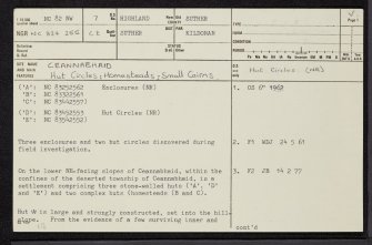 Ceannabhaid, NC82NW 7, Ordnance Survey index card, page number 1, Recto