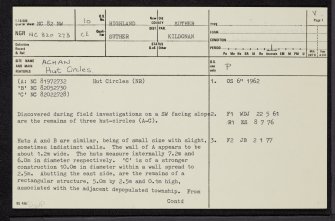 Achan, NC82NW 10, Ordnance Survey index card, page number 1, Recto