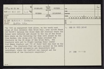 Airigh - Dhamh, NC83NW 1, Ordnance Survey index card, page number 1, Recto
