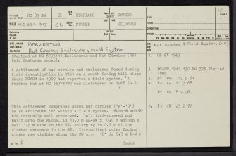 Harvieston, NC83SW 2, Ordnance Survey index card, page number 1, Recto