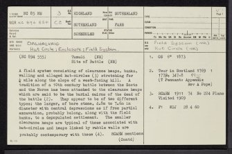 Dalhalvaig, NC85NE 3, Ordnance Survey index card, page number 1, Recto