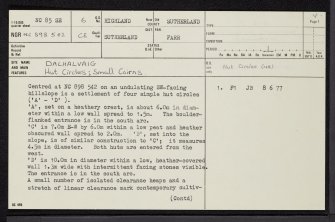 Dalhalvaig, NC85SE 6, Ordnance Survey index card, page number 1, Recto