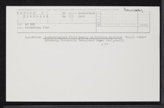An Dun, NC86NE 2, Ordnance Survey index card, Recto