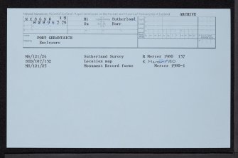 Port Ghrantaich, NC86NW 19, Ordnance Survey index card, Recto