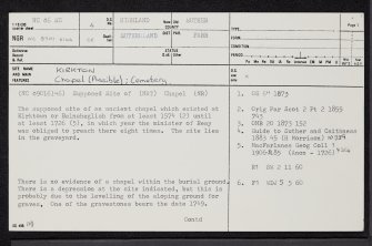 Kirkton, NC86SE 4, Ordnance Survey index card, page number 1, Recto