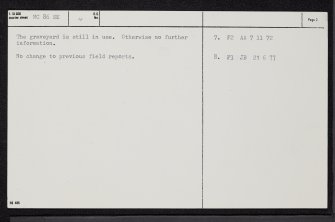 Kirkton, NC86SE 4, Ordnance Survey index card, page number 2, Verso