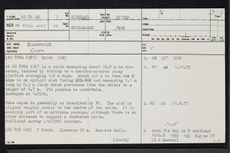 Bighouse, NC86SE 7, Ordnance Survey index card, page number 1, Recto