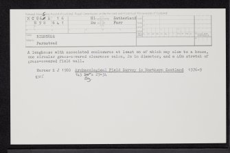 Bighouse, NC86SE 16, Ordnance Survey index card, Recto