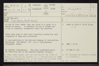 Brora, NC90SW 3, Ordnance Survey index card, page number 1, Recto