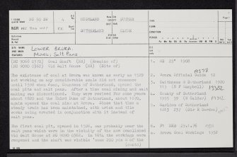 Lower Brora, NC90SW 4, Ordnance Survey index card, page number 1, Recto