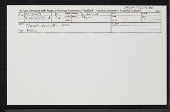 Brora, Woollen Mill, NC90SW 9, Ordnance Survey index card, Recto
