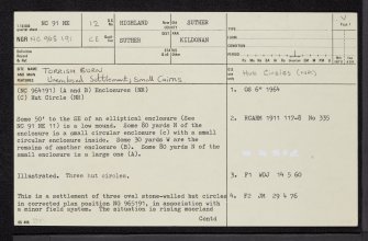 Torrish Burn, NC91NE 12, Ordnance Survey index card, page number 1, Recto