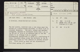 Badiepullacher, NC91NE 31, Ordnance Survey index card, page number 1, Recto
