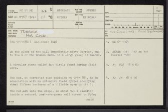 Torrish, NC91NE 42, Ordnance Survey index card, page number 1, Recto