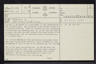 Torrish, NC91NE 58, Ordnance Survey index card, page number 1, Recto