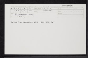 Kilearnan Hill, NC91NE 75, Ordnance Survey index card, Recto