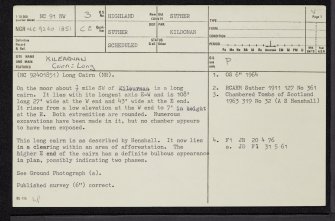 Kilearnan, NC91NW 3, Ordnance Survey index card, page number 1, Recto