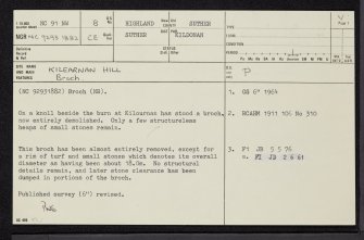 Kilearnan Hill, NC91NW 8, Ordnance Survey index card, page number 1, Recto