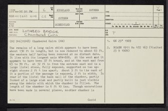 Lothbeg Bridge, NC91SW 6, Ordnance Survey index card, page number 1, Recto