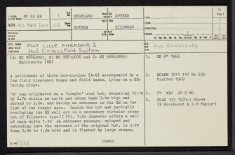 Allt Cille Pheadair, NC92SE 1, Ordnance Survey index card, page number 1, Recto