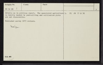 Allt Cille Pheadair, NC92SE 1, Ordnance Survey index card, page number 3, Recto