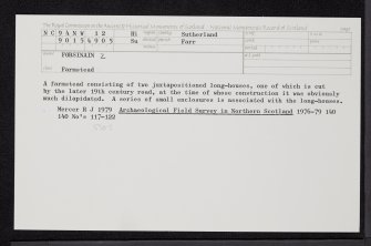 Forsinain, NC94NW 12, Ordnance Survey index card, Recto