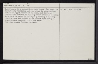 'Cnoc Stanger', NC96NE 8, Ordnance Survey index card, page number 3, Recto