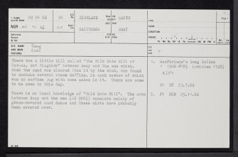 Reay, NC96NE 26, Ordnance Survey index card, page number 1, Recto