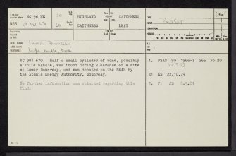 Lower Dounreay, NC96NE 30, Ordnance Survey index card, page number 1, Recto