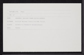 Dounreay, Nuclear Research Facility, NC96NE 78, Ordnance Survey index card, Recto